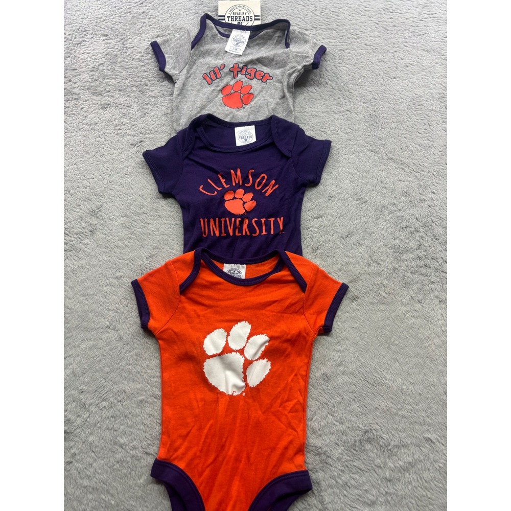 Rivalry Threads Clemson University 3-Pack Baby Bodysuits 3-6M Orange Purple Gray